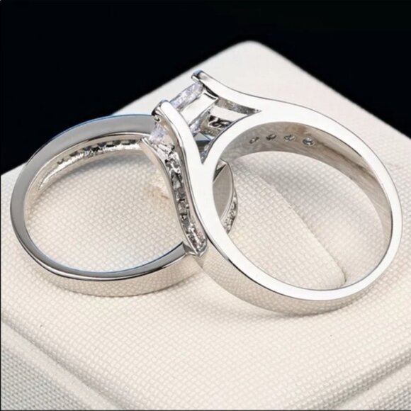 NEW 925 STERLING SILVER ENGAGEMENT DIAMOND SET RING, CUTE RING, SHINY RING. - Picture 4 of 6